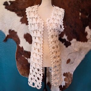 Crochet Open Vest in Cream